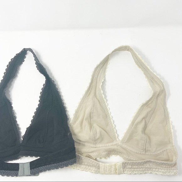 Intimately Free People Wireless Halter Lace Bra Tan and Black XS - Picture 3 of 7